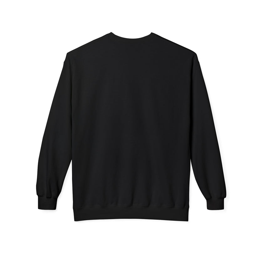 Back view of a plain black long sleeve crewneck sweatshirt on white background