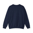 Back view of plain navy blue crewneck sweatshirt, long sleeves, casual clothing
