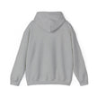 Plain gray hooded sweatshirt back view on white background, casual loungewear hoodie