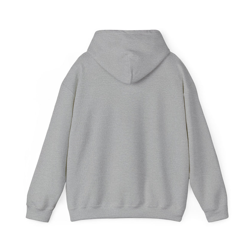 Plain gray hooded sweatshirt back view on white background, casual loungewear hoodie