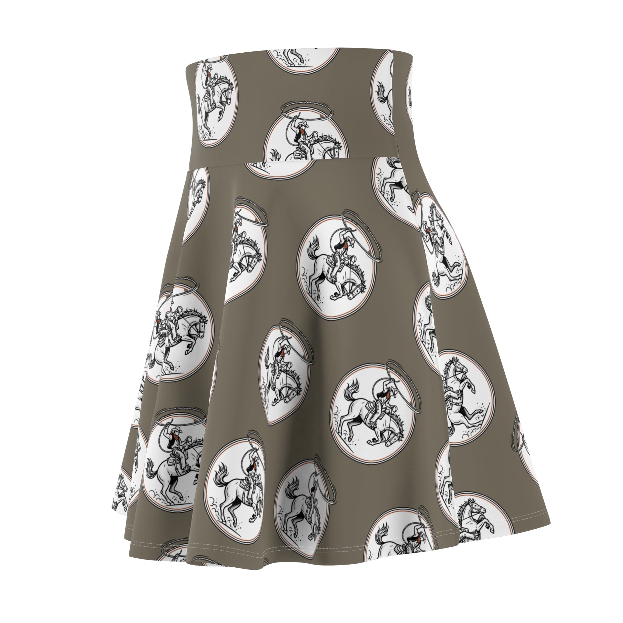 Horse Rider Pattern Skater Skirt — Equestrian Medallion Print