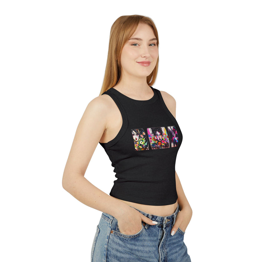 Floral Triptych Portrait Racer Tank — Women's Micro Rib Tank
