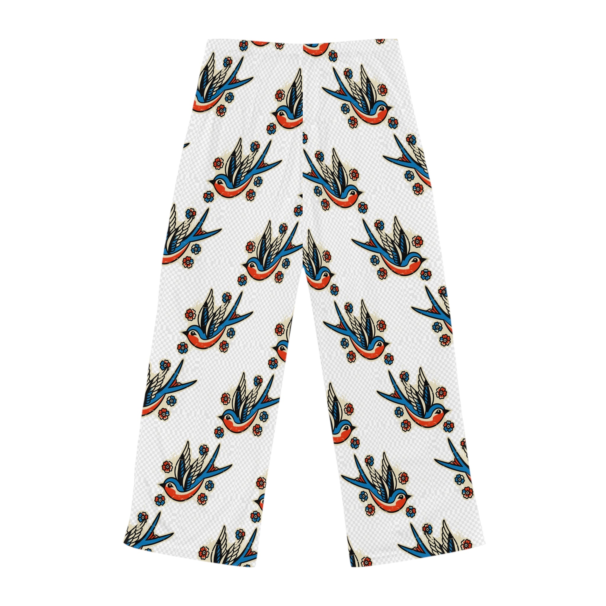 Vintage Swallow Pattern Pajama Pants — Women's Cozy Lounge Sleepwear