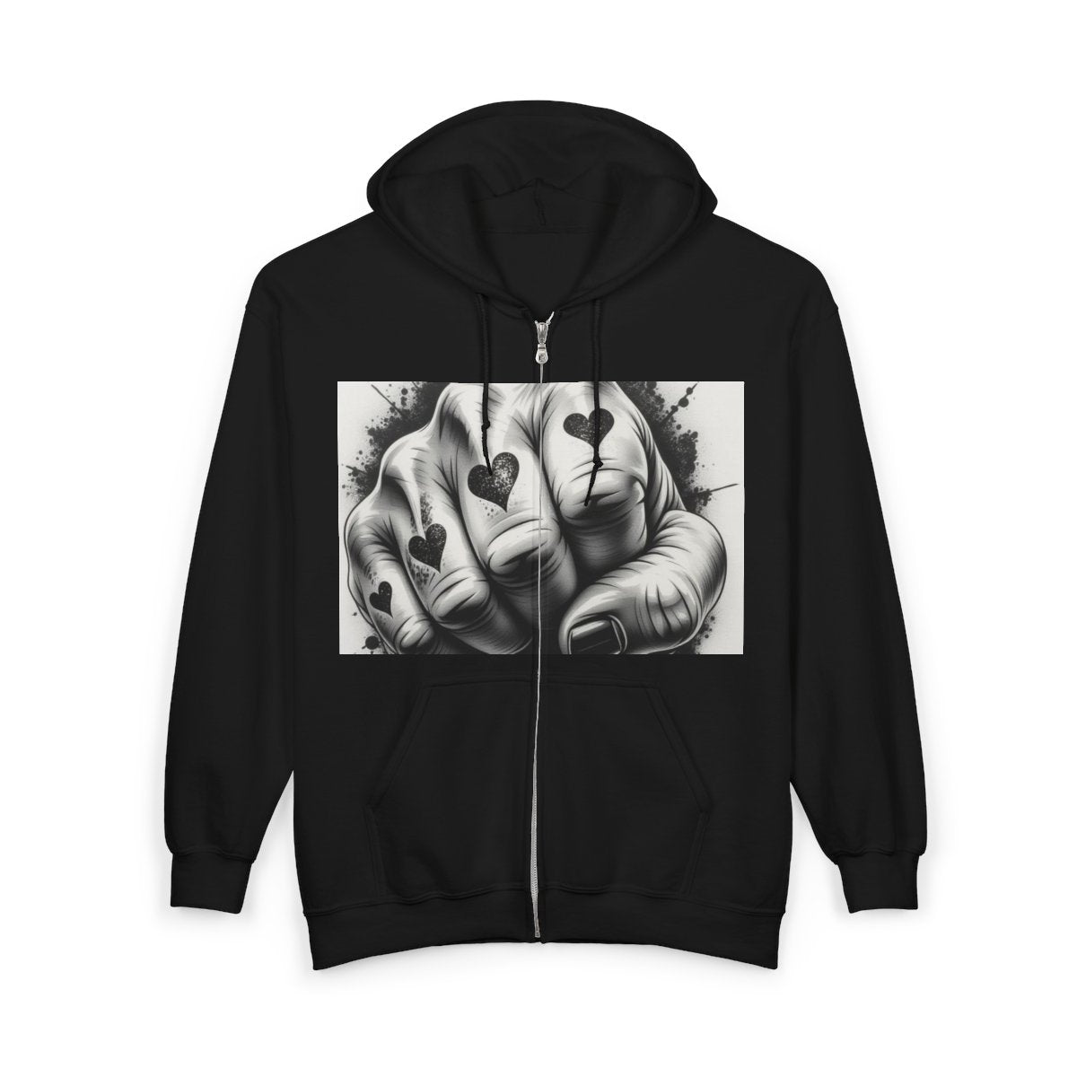 Heart Fist Hoodie, Love Fist Sweatshirt, Full Zip Hooded Jacket, Valentine's Day Gift, Soft Blend Hoodie, Couples Sweatshirt
