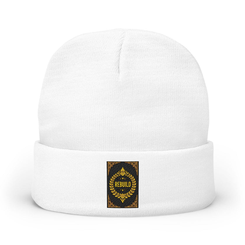 Embroidered Knit Beanie: Warm Cotton-Acrylic Blend Winter Cap