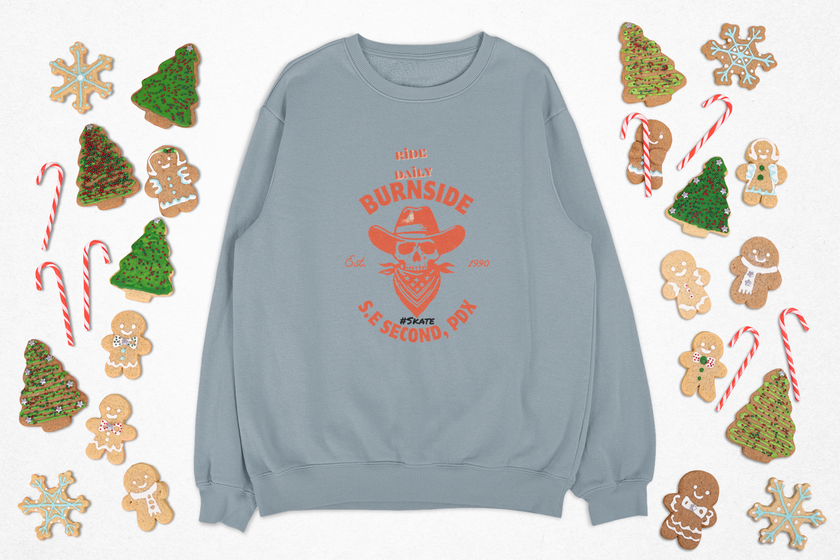Burnside PDX skate Skull Cowboy Sweatshirt