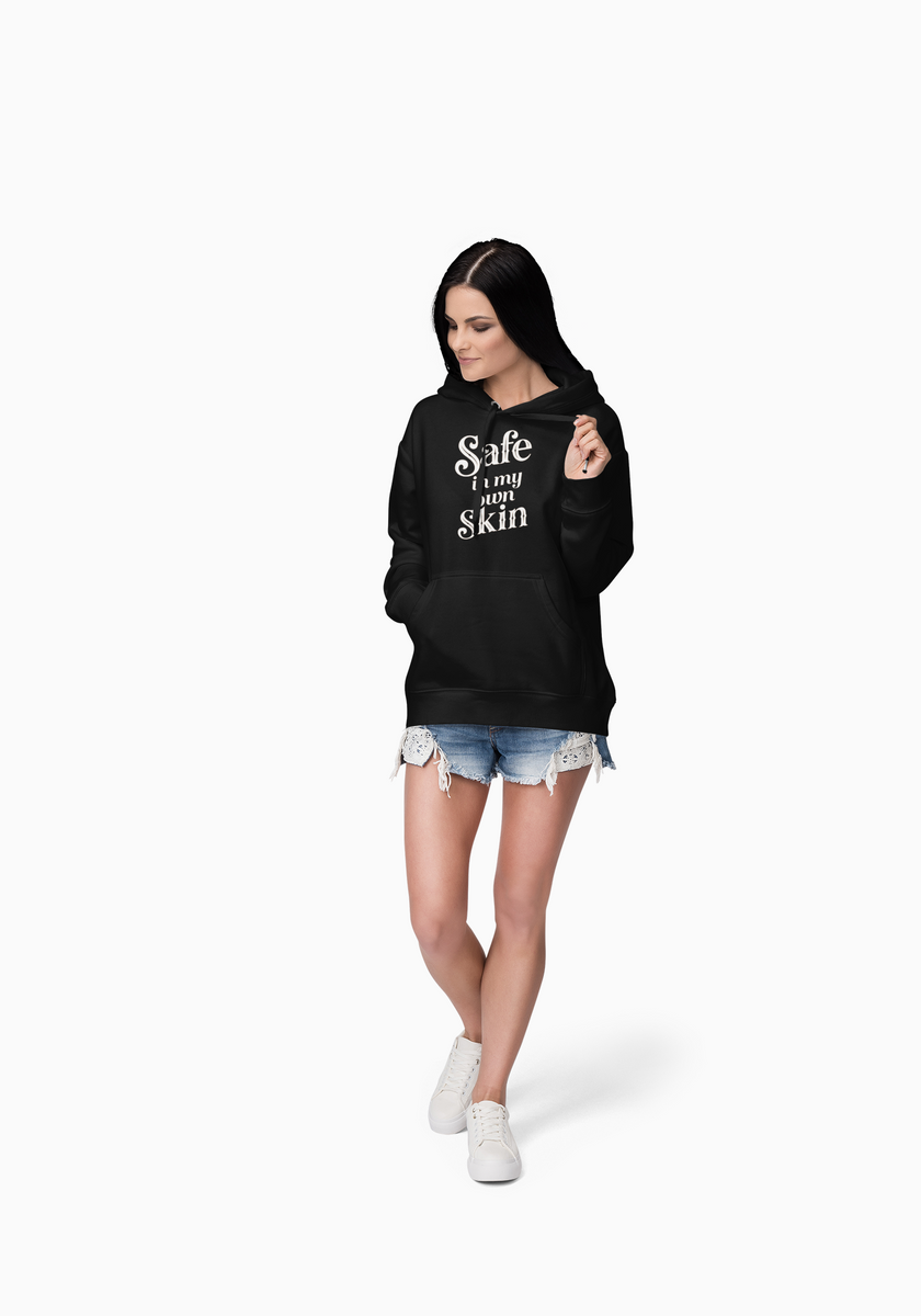 Safe in My Own Skin Hoodie | Long Sleeve Hooded Tee, LowFi Back Print