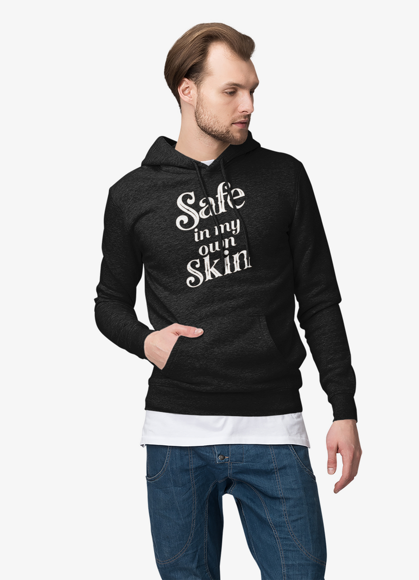 Safe in My Own Skin Hoodie | Long Sleeve Hooded Tee, LowFi Back Print