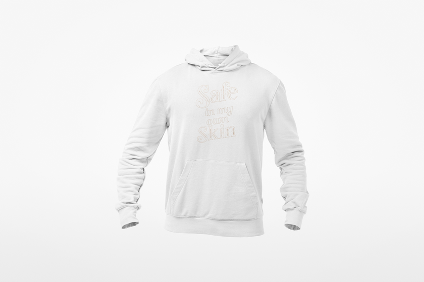 Safe in My Own Skin Hoodie | Long Sleeve Hooded Tee, LowFi Back Print