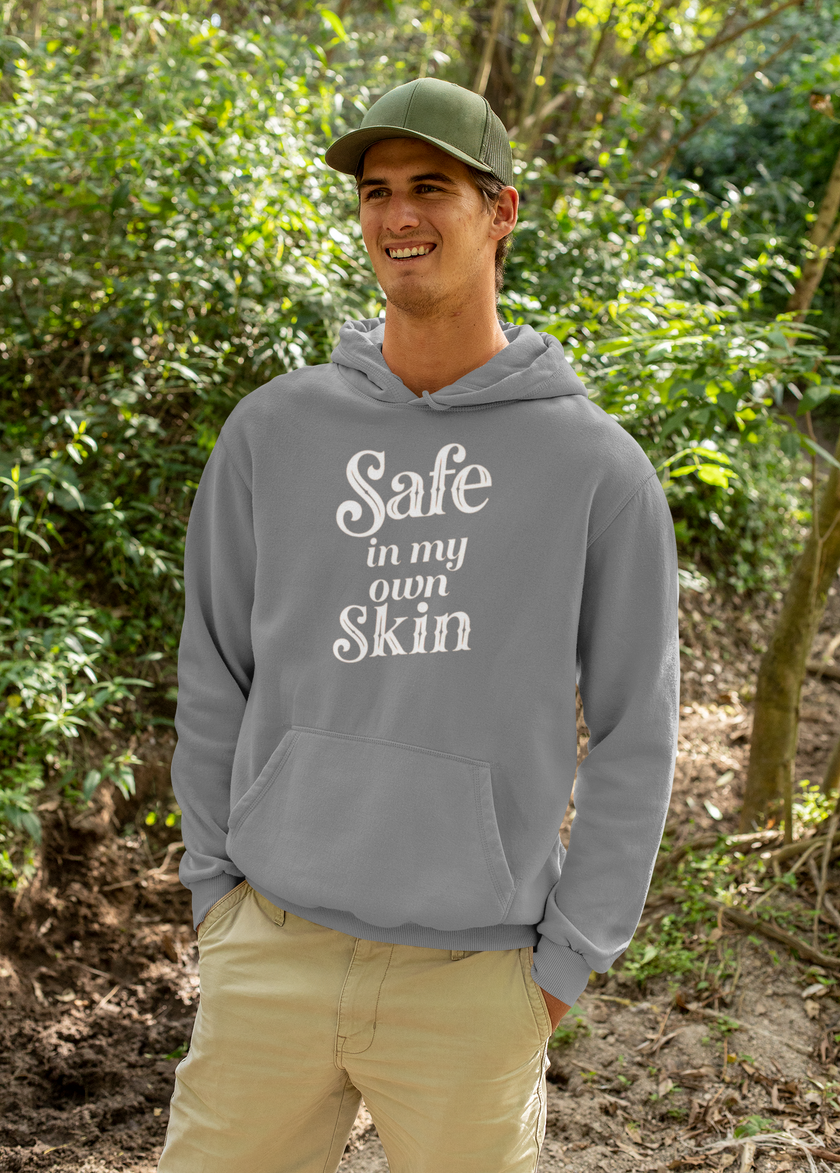 Safe in My Own Skin Hoodie | Long Sleeve Hooded Tee, LowFi Back Print