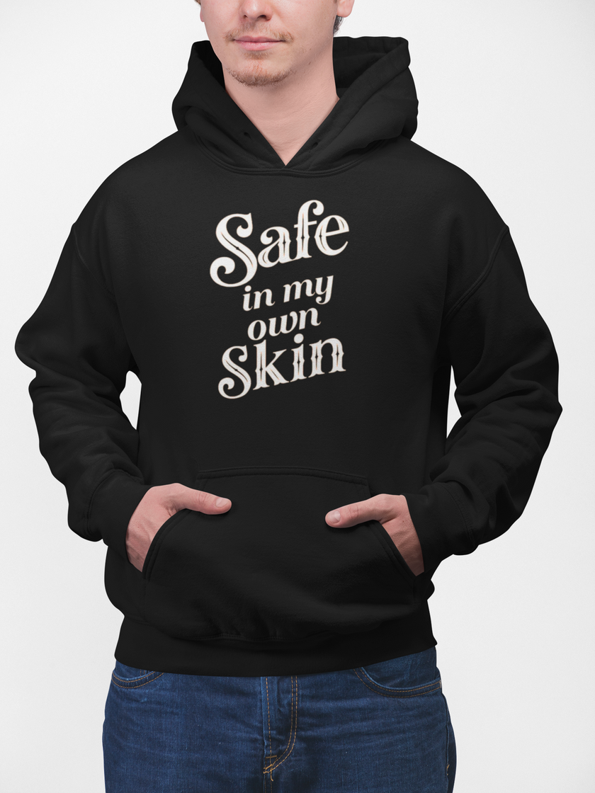Safe in My Own Skin Hoodie | Long Sleeve Hooded Tee, LowFi Back Print