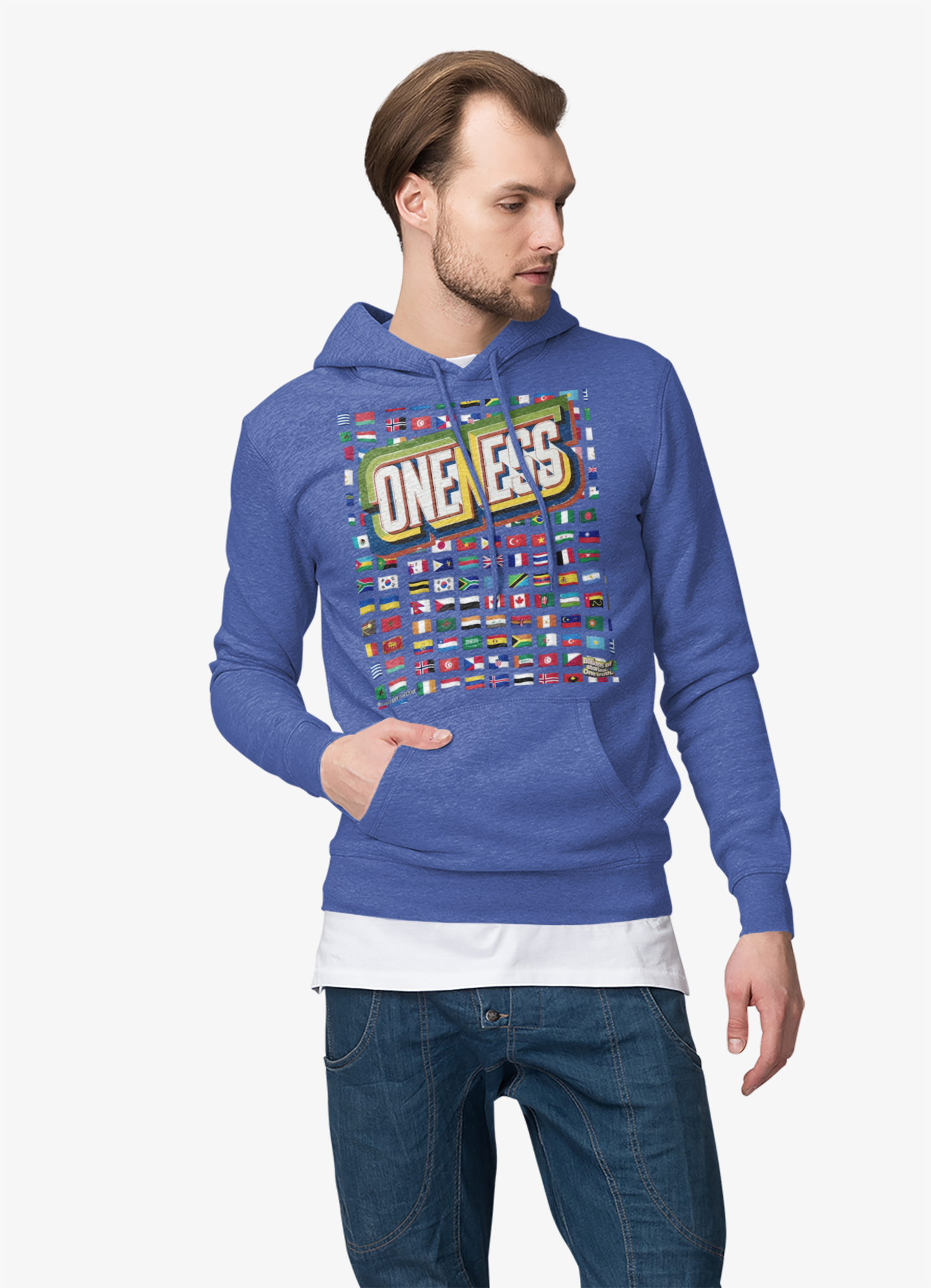 Oneness Hoodie Long Sleeve Tee — Global Unity Flag Design