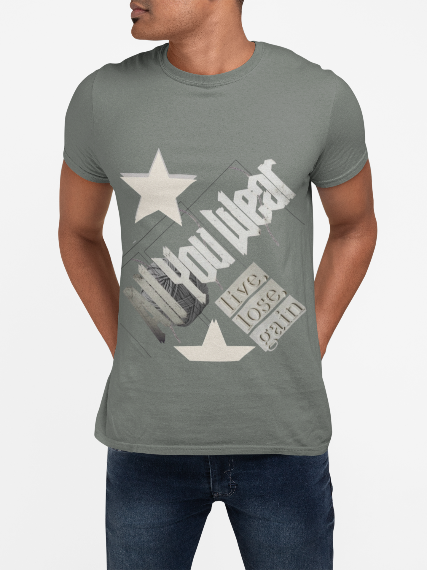 All You Wear! Vintage 'Live, Lose, Gain' Star T-Shirt — Yarn Ball Typography