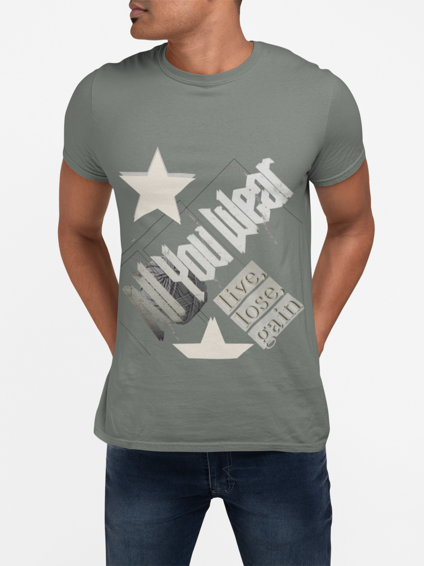 All You Wear! Vintage 'Live, Lose, Gain' Star T-Shirt — Yarn Ball Typography
