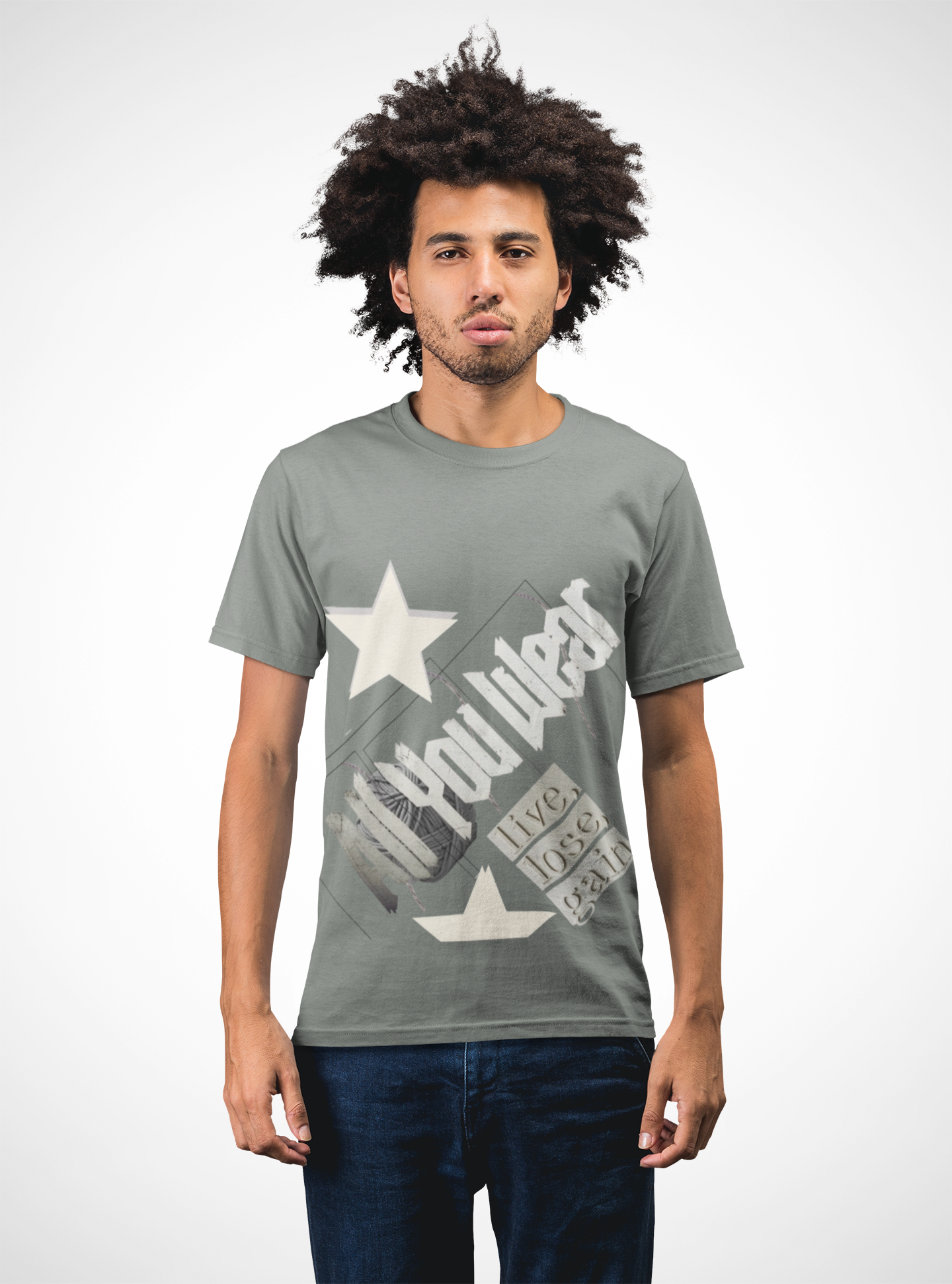 All You Wear! Vintage 'Live, Lose, Gain' Star T-Shirt — Yarn Ball Typography