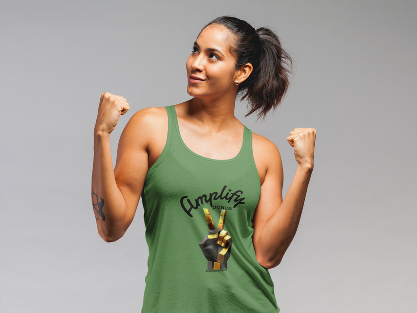 Amplify Peace peace hand V-sign Tank Top | Peaceful Protest Vibe