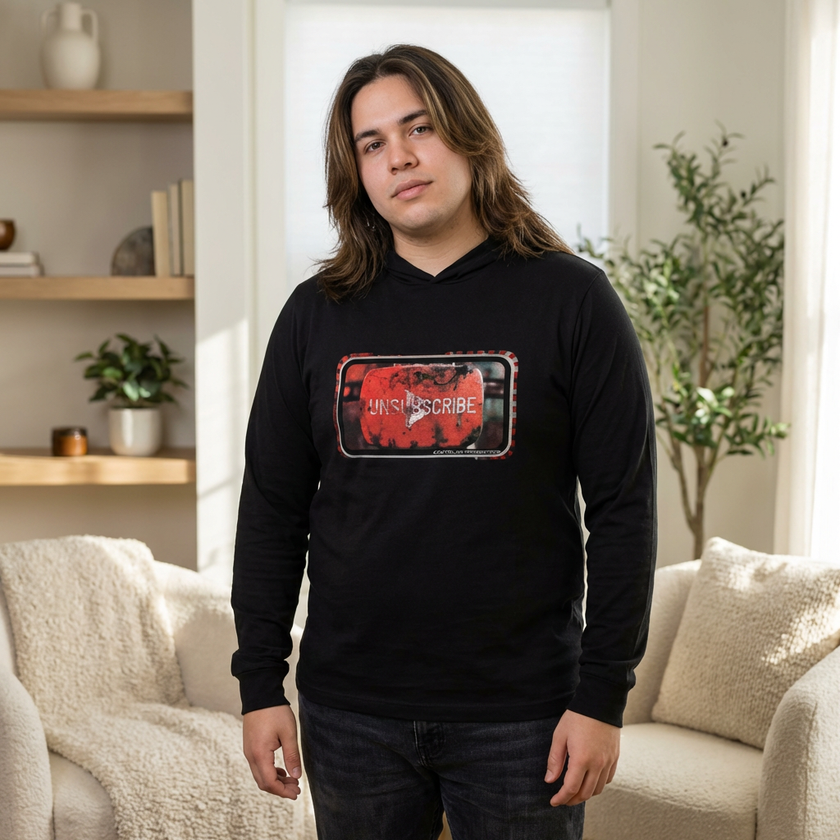UNSubscribe Button Graphic Put Down The Bloody Device Hoodie | Anti-Screen Humor