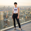 Floral Triptych Portrait Racer Tank — Women's Micro Rib Tank