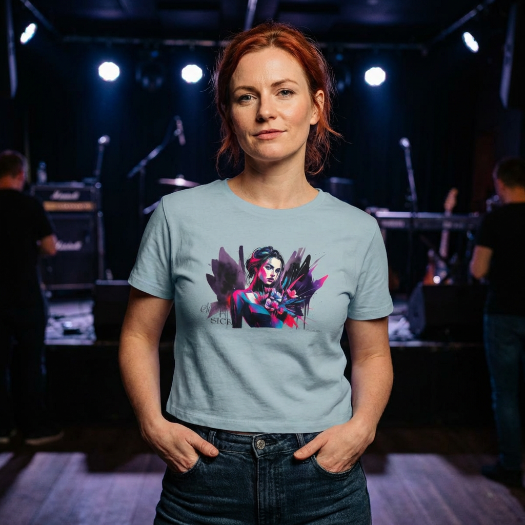 Neon Floral Portrait Festival Women's Crop Top — 'Festival Vibes'