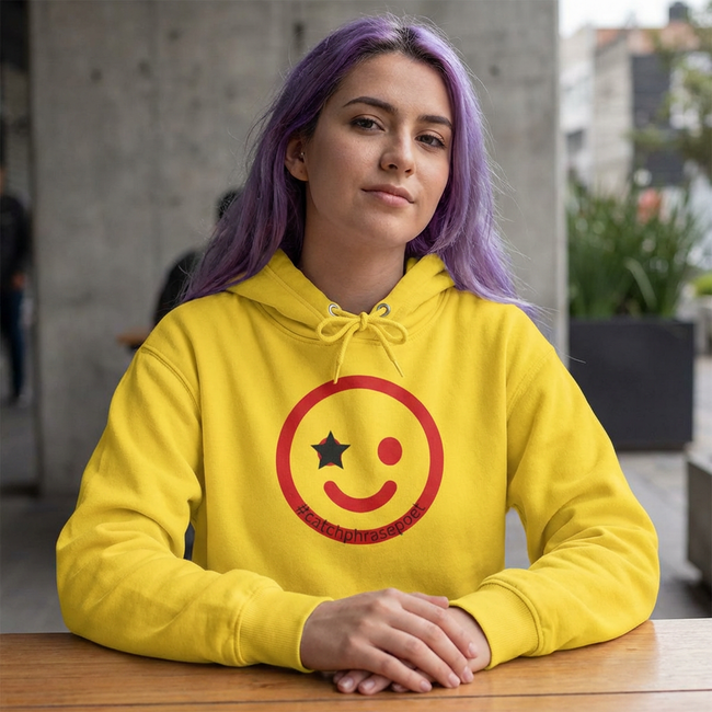 Duo Smile Star Hoodie — Red Double-Wink Graphic College Hoodie