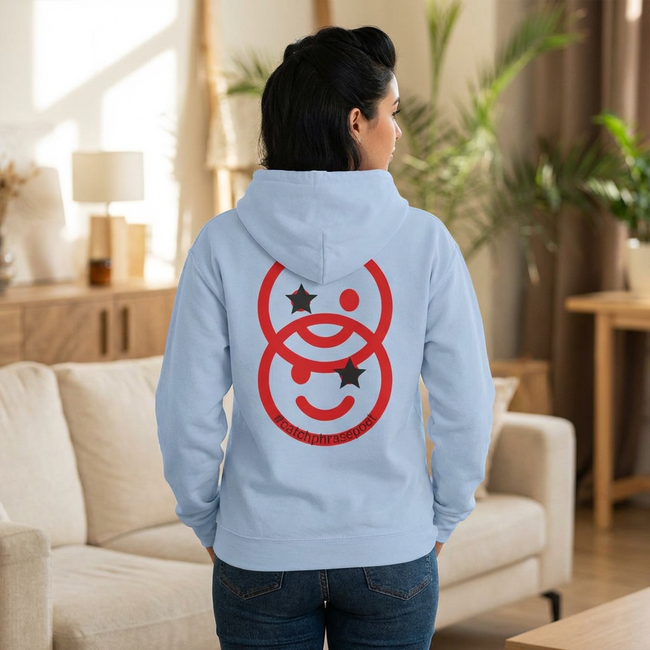 Duo Smile Star Hoodie — Red Double-Wink Graphic College Hoodie