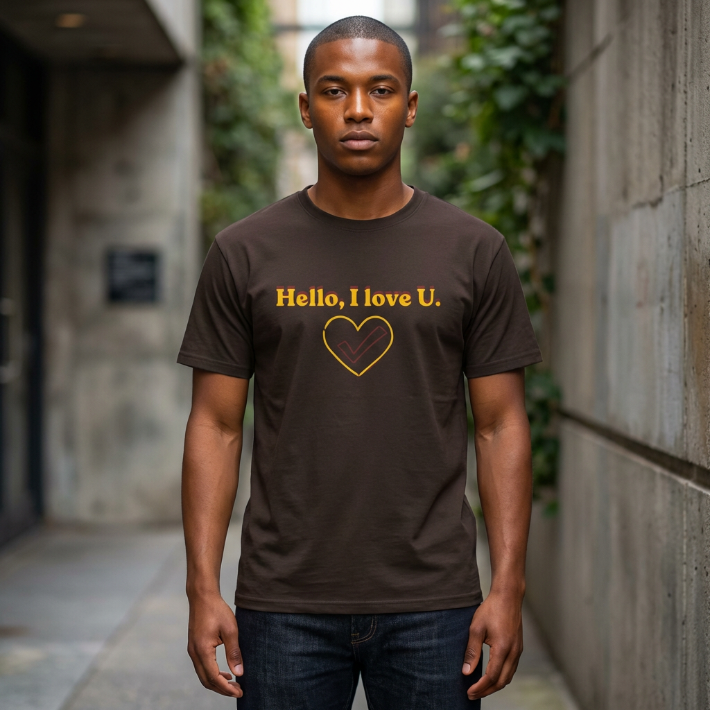Hello, I Love U Heart T-Shirt — Retro Script Love Tee