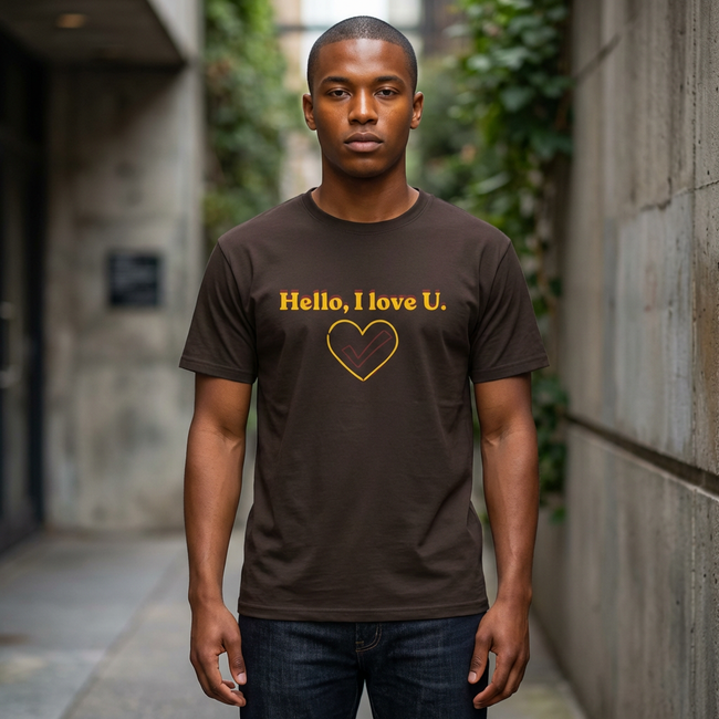 Hello, I Love U Heart T-Shirt — Retro Script Love Tee