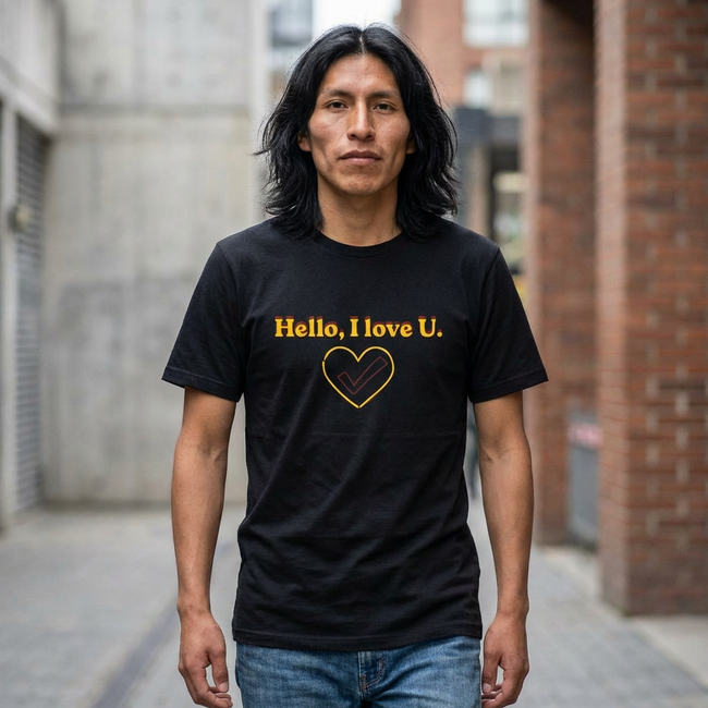 Hello, I Love U Heart T-Shirt — Retro Script Love Tee
