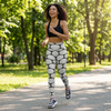 Monochrome Pebble Print High-Waisted Yoga Leggings