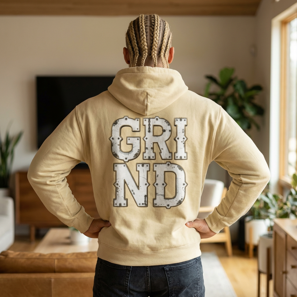 GRIND Vintage Lettering Hoodie — Motivational Streetwear Pullover