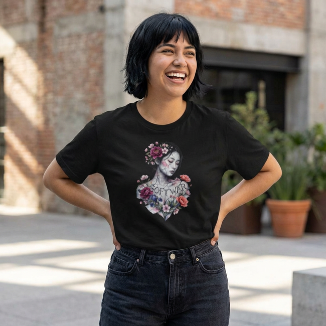 Women's Boxy Tee — Floral Portrait 