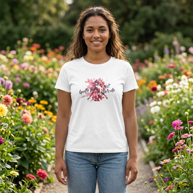 Gentle But Not Delicate Tee | Floral Script Feminist Shirt
