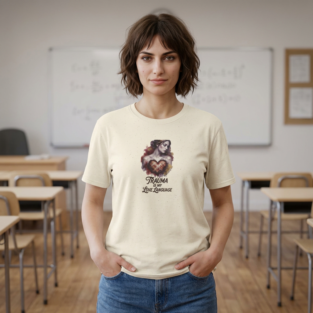 T-Shirt — 'Trauma Is My Love Language' Gothic Heart Illustration