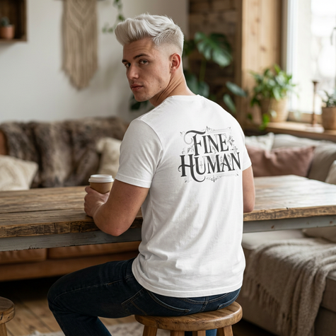 Fine Human T‑Shirt – Vintage Script Typography Tee