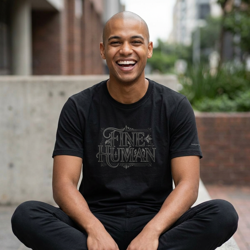 Fine Human T‑Shirt – Vintage Script Typography Tee