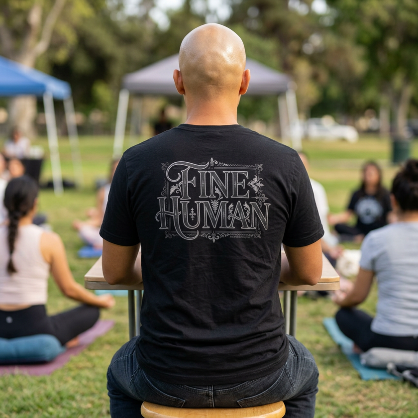 Fine Human T‑Shirt – Vintage Script Typography Tee