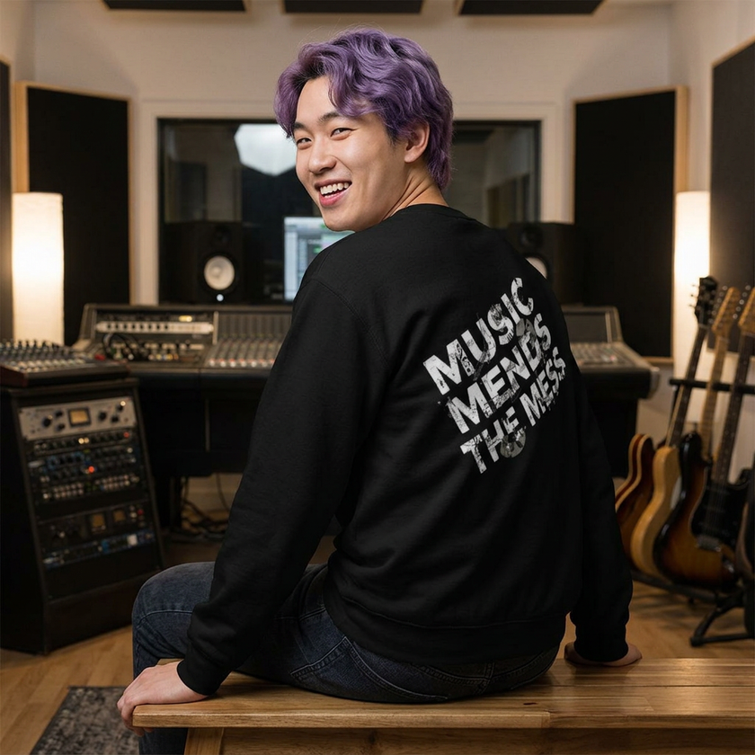 Music Mends The Mess Crewneck Sweatshirt | Premium Urban Fleece Pullover