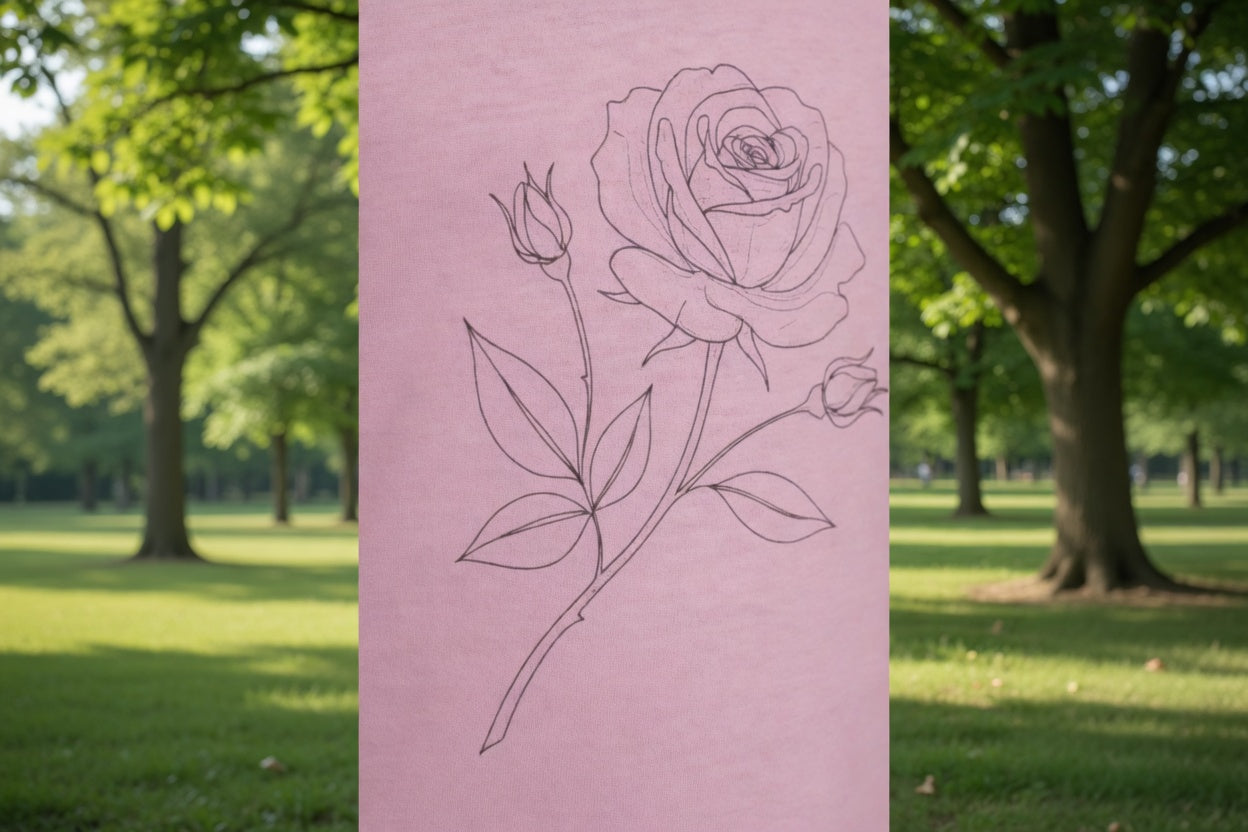 Toddler T-Shirt — Delicate Line Art Rose Kids Tee