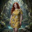 Cherub Print Women's T‑Shirt Dress — Vintage Angel Pattern