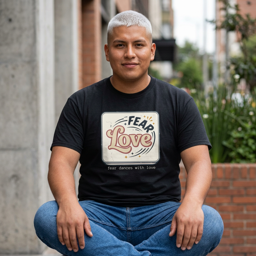 Fear Dances With Love Graphic Tee — Retro Inspirational Love Design