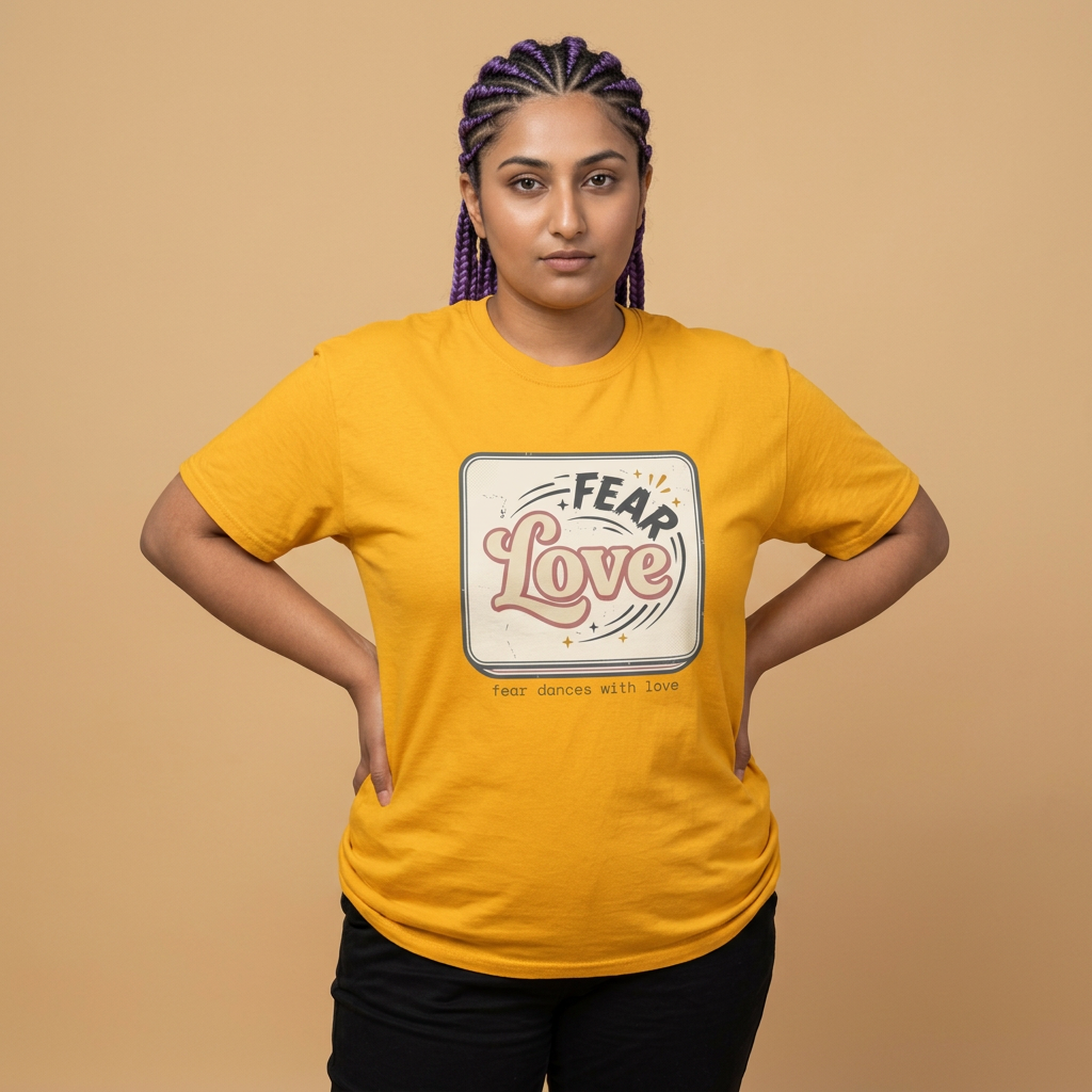 Fear Dances With Love Graphic Tee — Retro Inspirational Love Design