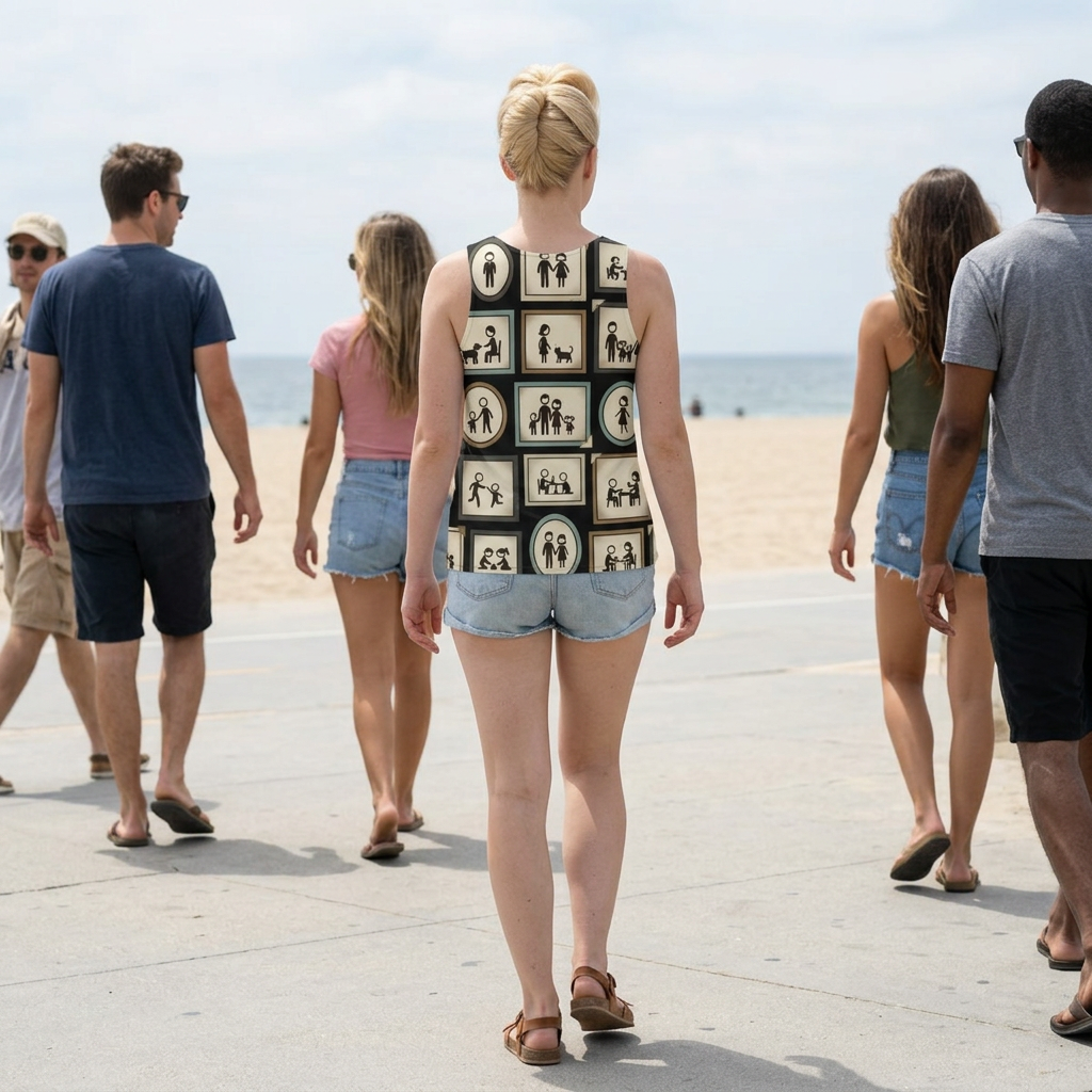 Men's Tank Top — Vintage Family Stick Figure Collage All-Over Print