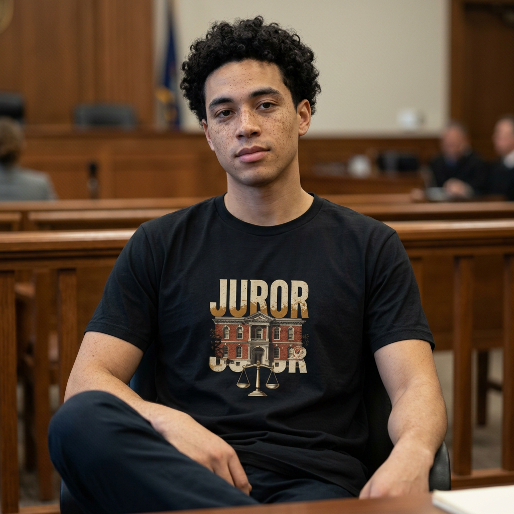 'Juror' vintage tee, worn casual styling
