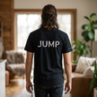 'Deep Dive / JUMP' minimal graphic tee — Catch Phrase Poet