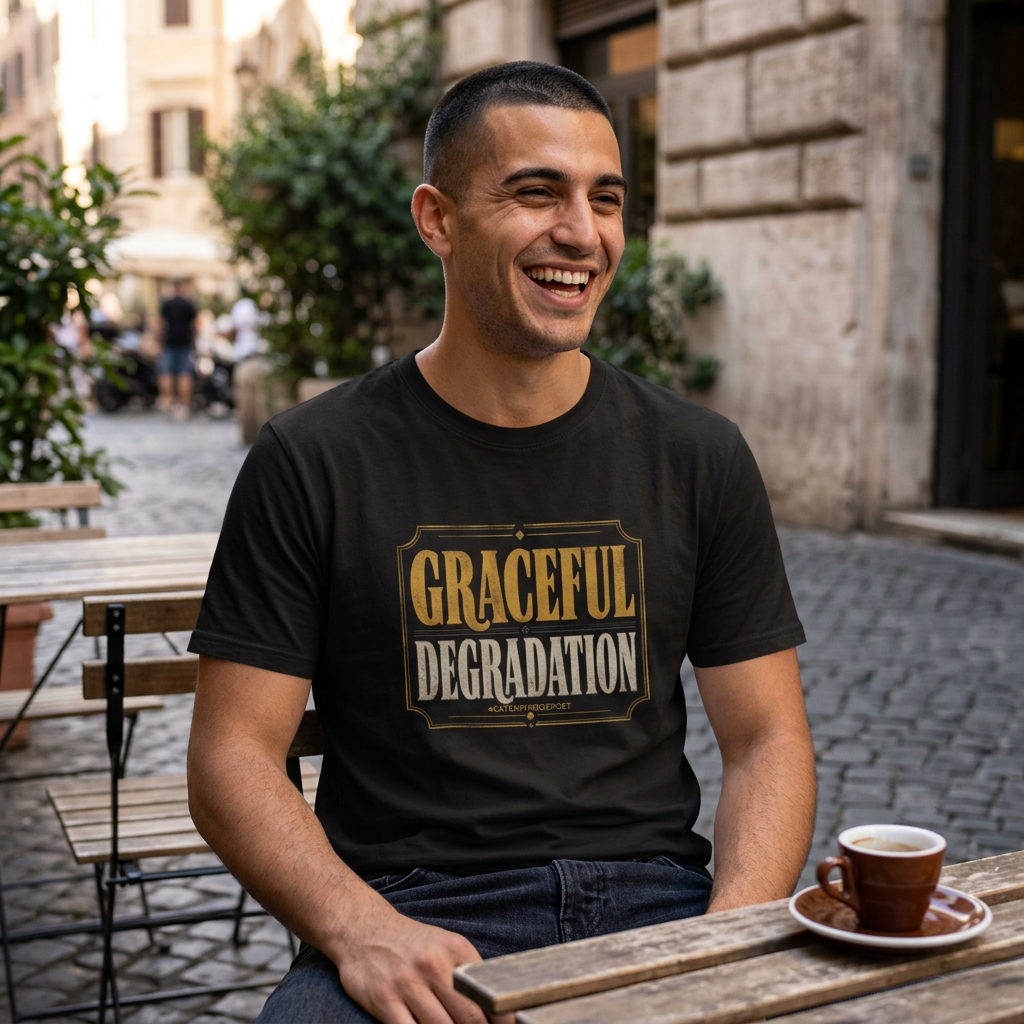 Graceful Degradation T-Shirt — Vintage Gold Gothic Graphic Tee