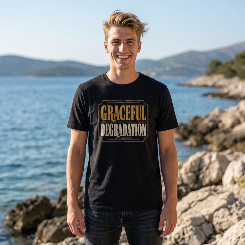 Graceful Degradation T-Shirt — Vintage Gold Gothic Graphic Tee