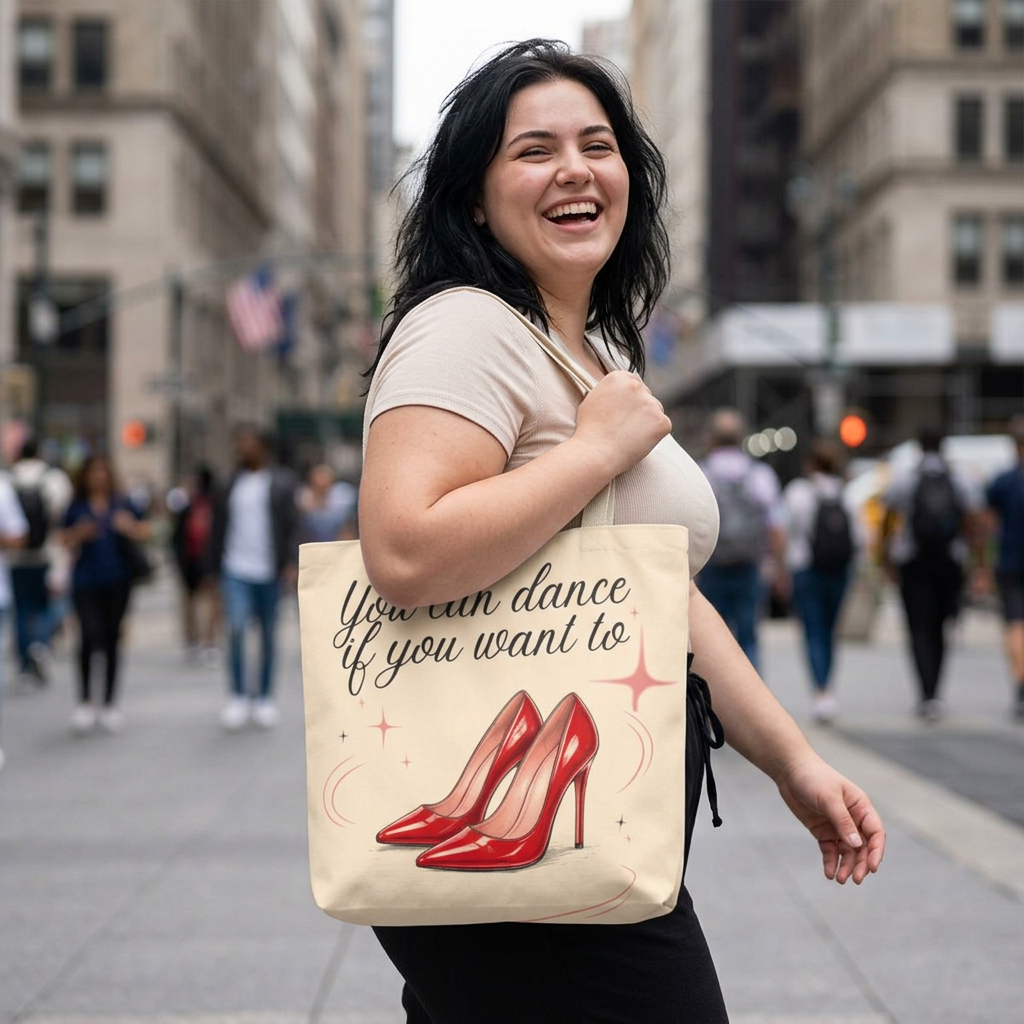 Tote Bag — “You Can Dance If You Want To” Red Heels Canvas Tote