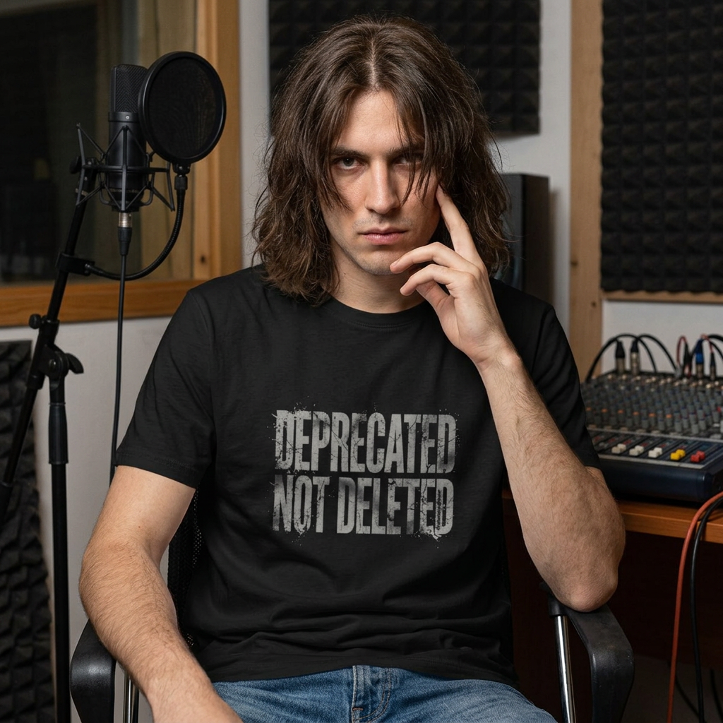 Deprecated Not Deleted T-Shirt — Funny Programmer / Musician Tee