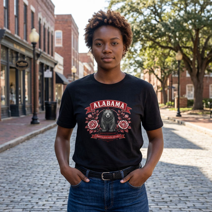 Alabama Bear Floral T-Shirt — Montgomery State Pride Tee