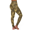 Gold Metallic Bubble Shaping High-Waist Yoga Leggings